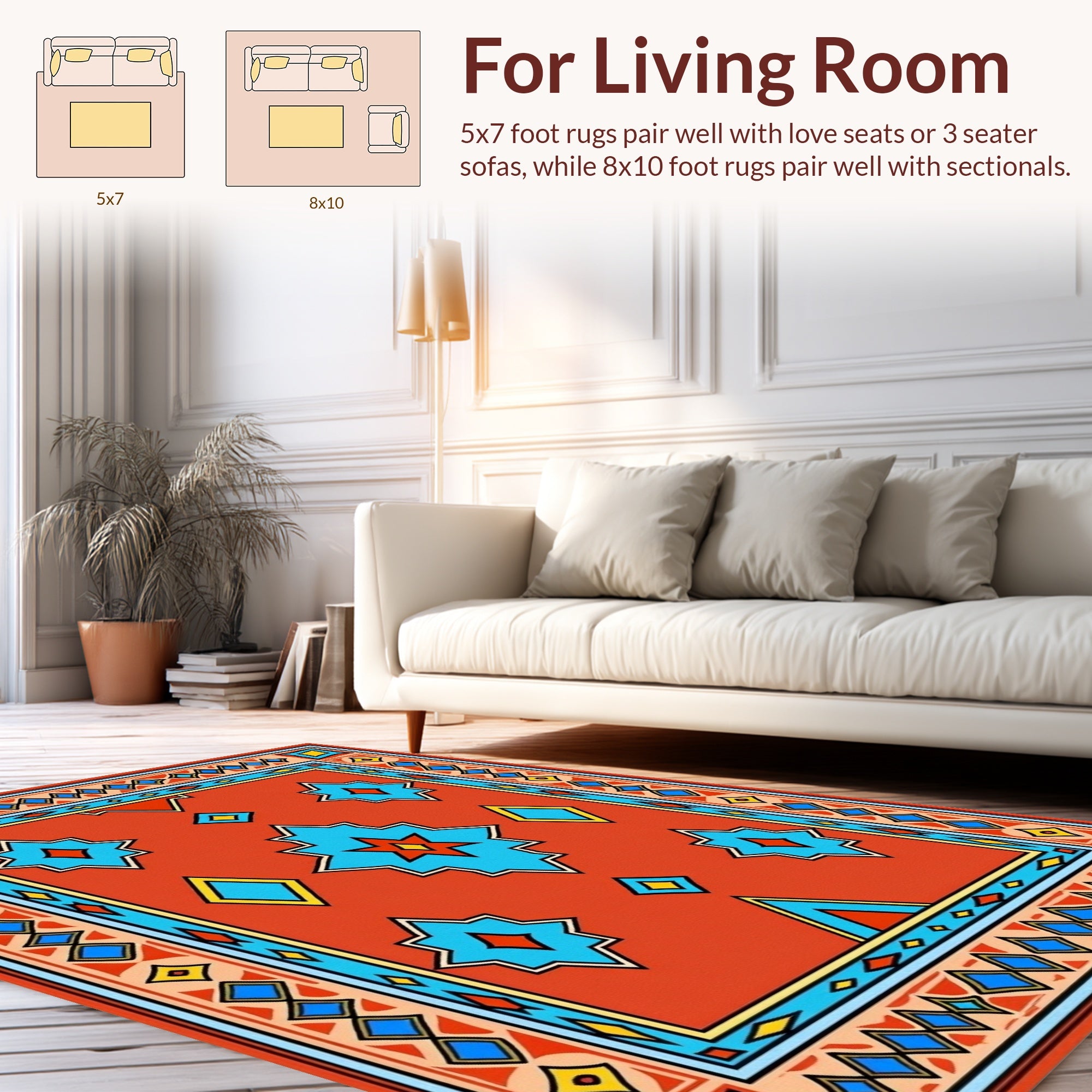 Bold Geometric Star Diamond Print Rug