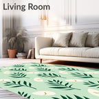 Emerald Green Leaf Boho Pattern Rug