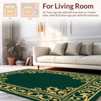 Ornate Gold Floral Frame Pattern Rug