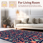 Floral Symmetry Navy Coral Pattern Rug
