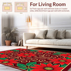 Red Flower Vine Abstract Pattern Rug