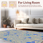 Blue Floral Swirl Pattern Rug