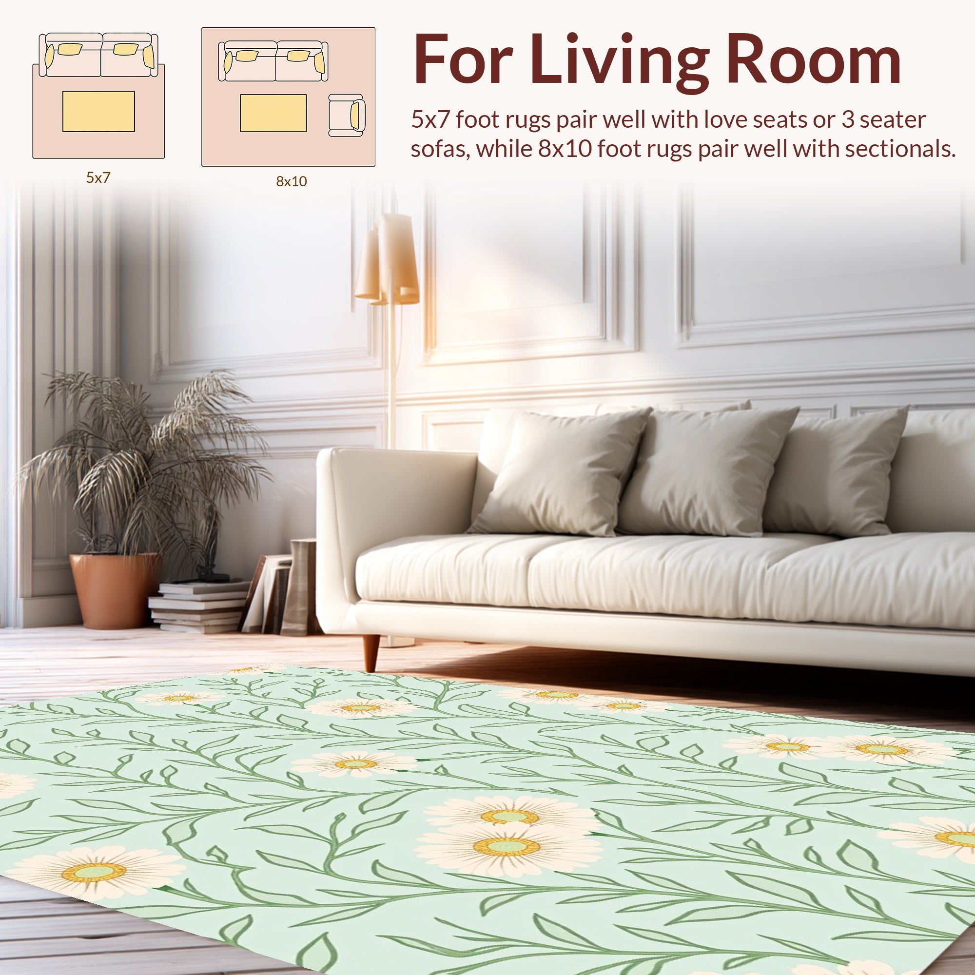 Delicate Bloom Vine Pattern Rug
