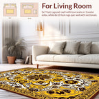Ornate Yellow Floral Mandala Pattern Rug