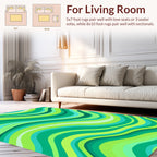 Emerald Green Wavy Stripe Design Rug