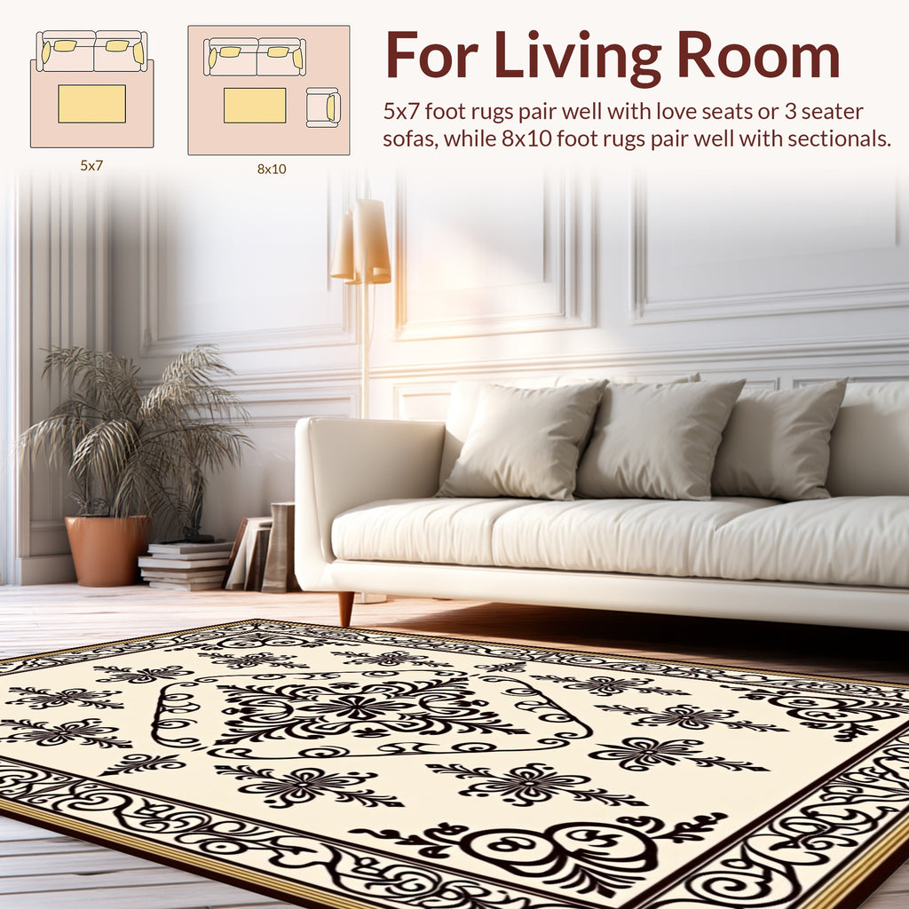 Ornate Floral Damask Pattern Rug