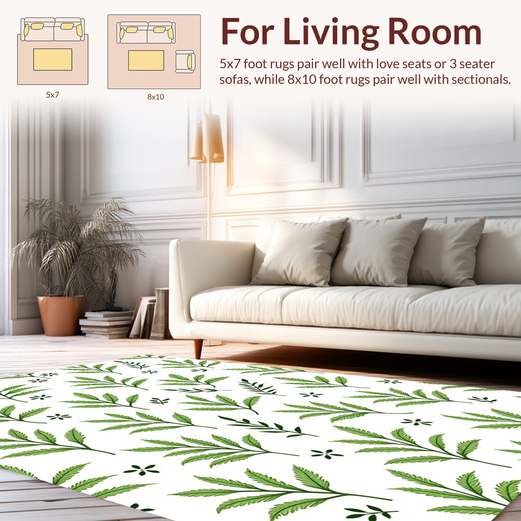 Green Leafy Nature Pattern Rug