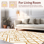 Golden Art Deco Style Geometric Rug