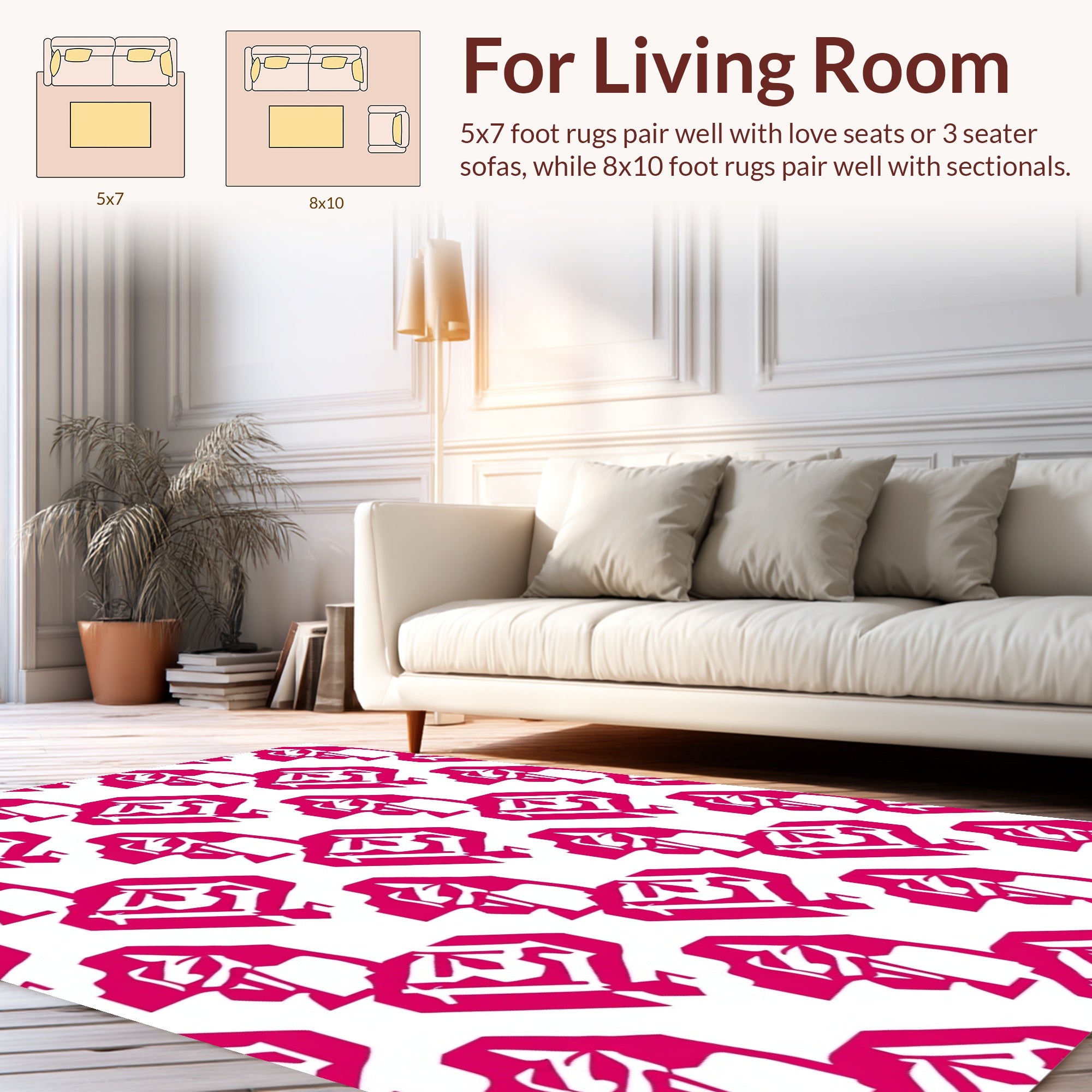 Bold Hot Pink Geometric Abstract Rug