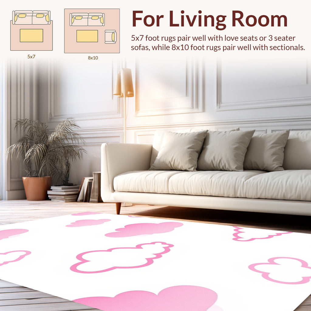 Pink Cloud Patterned Gentle Rug