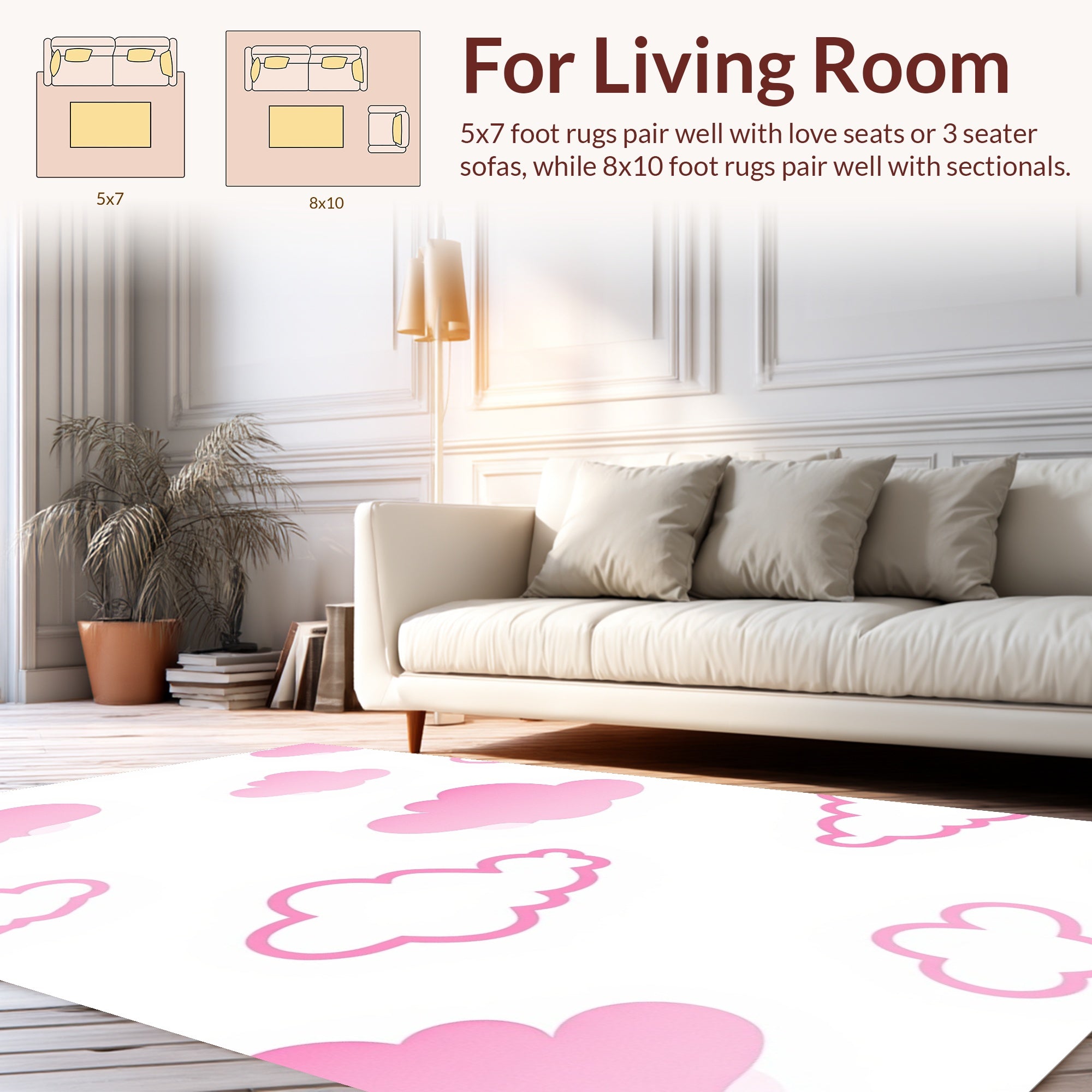 Pink Cloud Patterned Gentle Rug