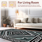 Art Deco Geometric Teal Black Rug