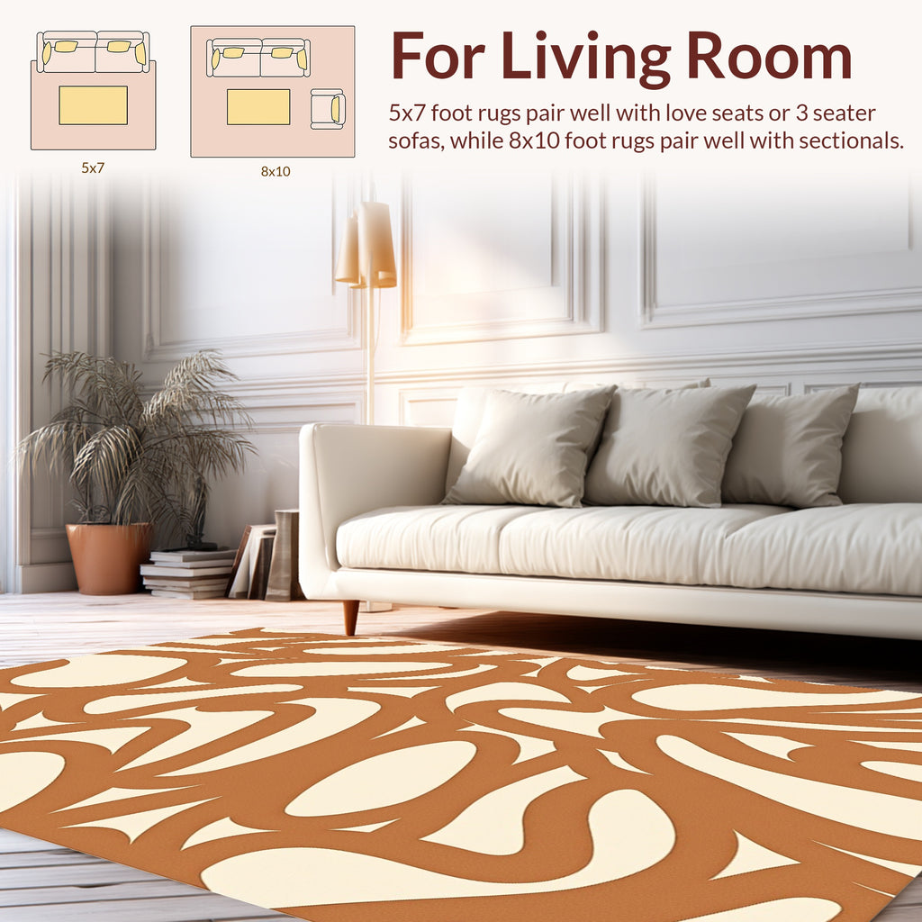 Brown Abstract Organic Swirls Rug