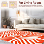 Abstract Orange Maze Pattern Rug