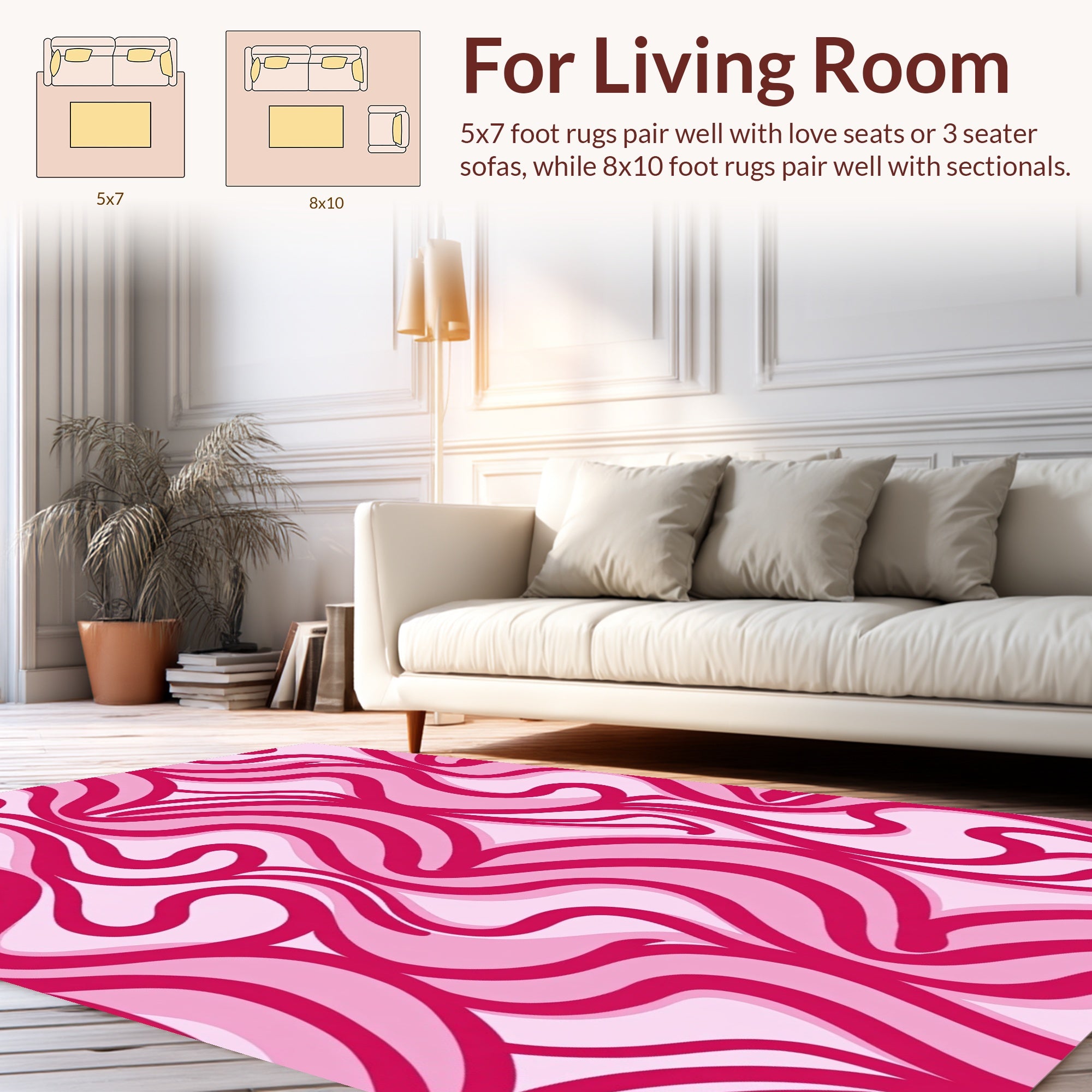 Vibrant Pink Swirl Abstract Design Rug