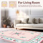 Pink Floral Starburst Border Pattern Rug