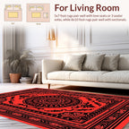 Bold Black On Red Ornamental Design Rug