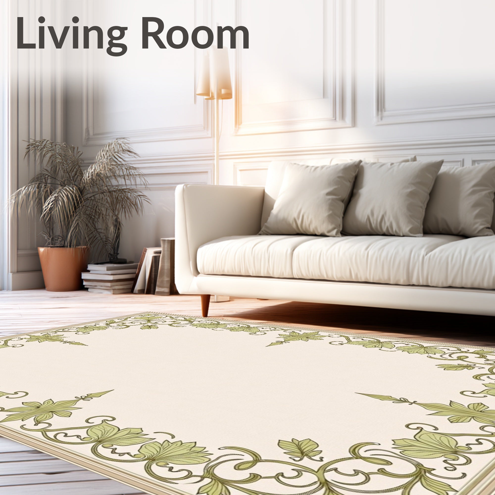 Exquisite Vine Scroll Border Design Rug