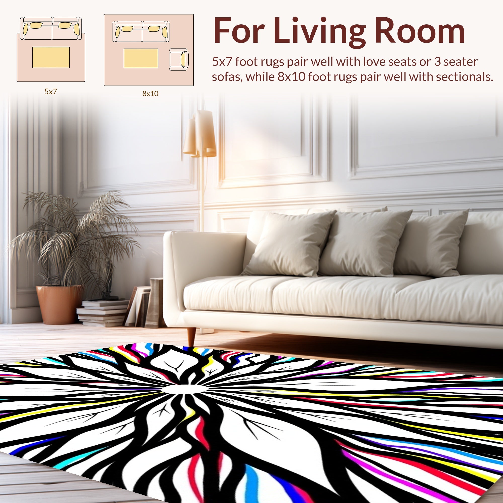 Vibrant Abstract Floral Lines Rug