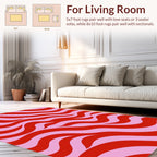 Bold Red Pink Wavy Pattern Rug