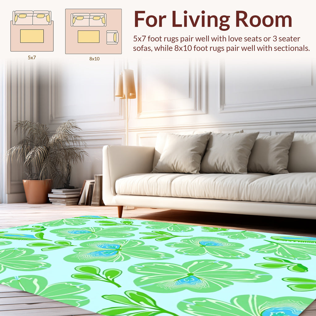 Spring Floral Botanical Pattern Rug
