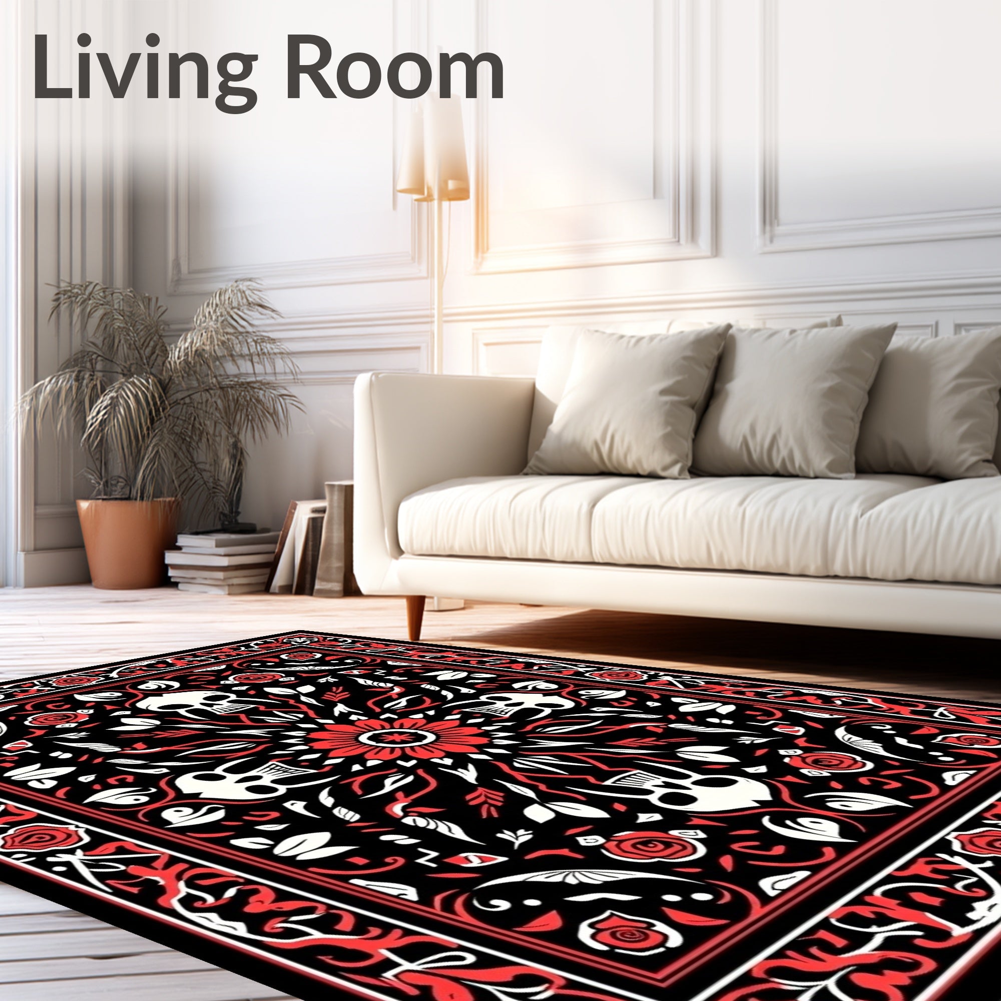 Ombre Skull Gothic Rose Medallion Rug
