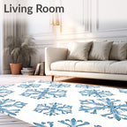 Light Blue Snowflake Winter Collage Rug
