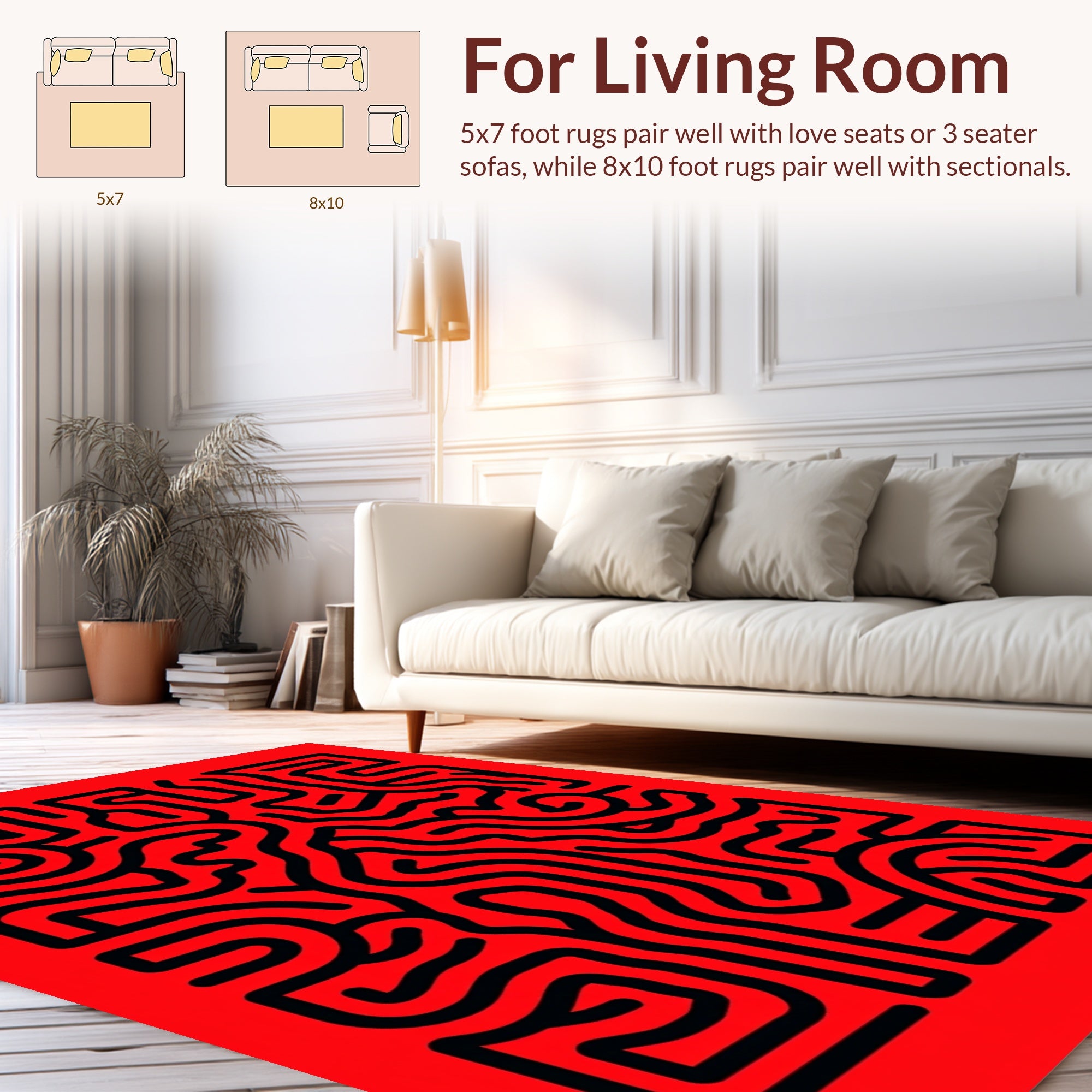 Bold Abstract Maze Pattern Rug