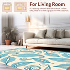 Teal Feather Swirl Pattern Rug