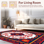 Grand Red Blue Floral Medallion Rug
