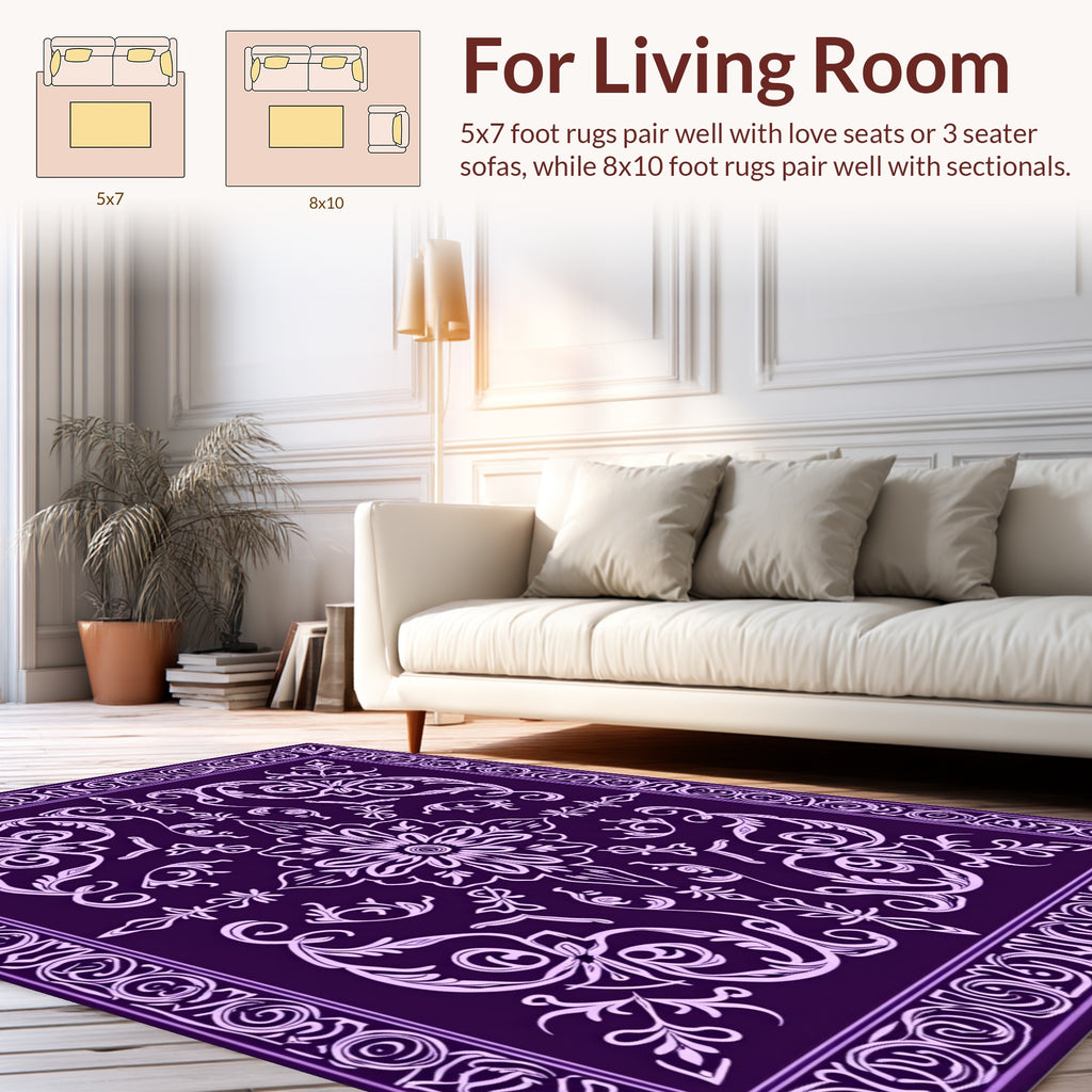 Elegant Floral Scroll Pattern Rug