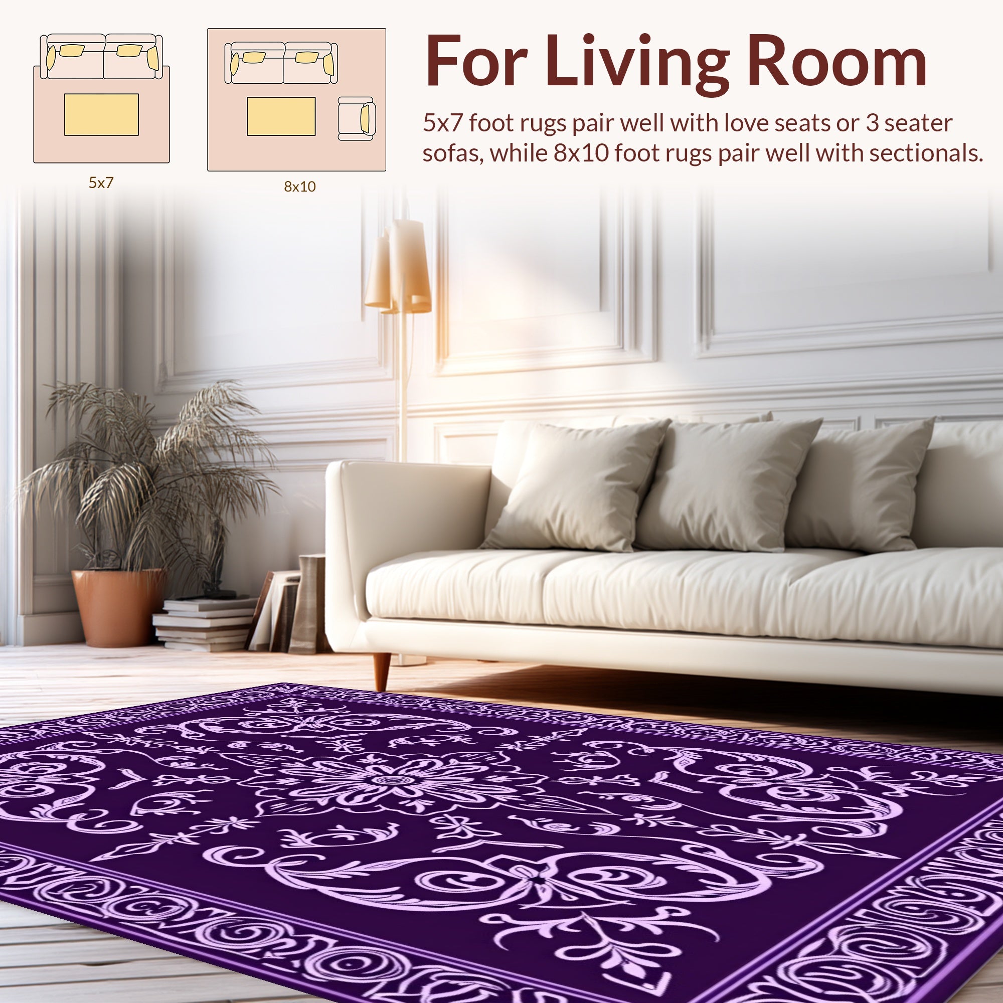 Elegant Floral Scroll Pattern Rug