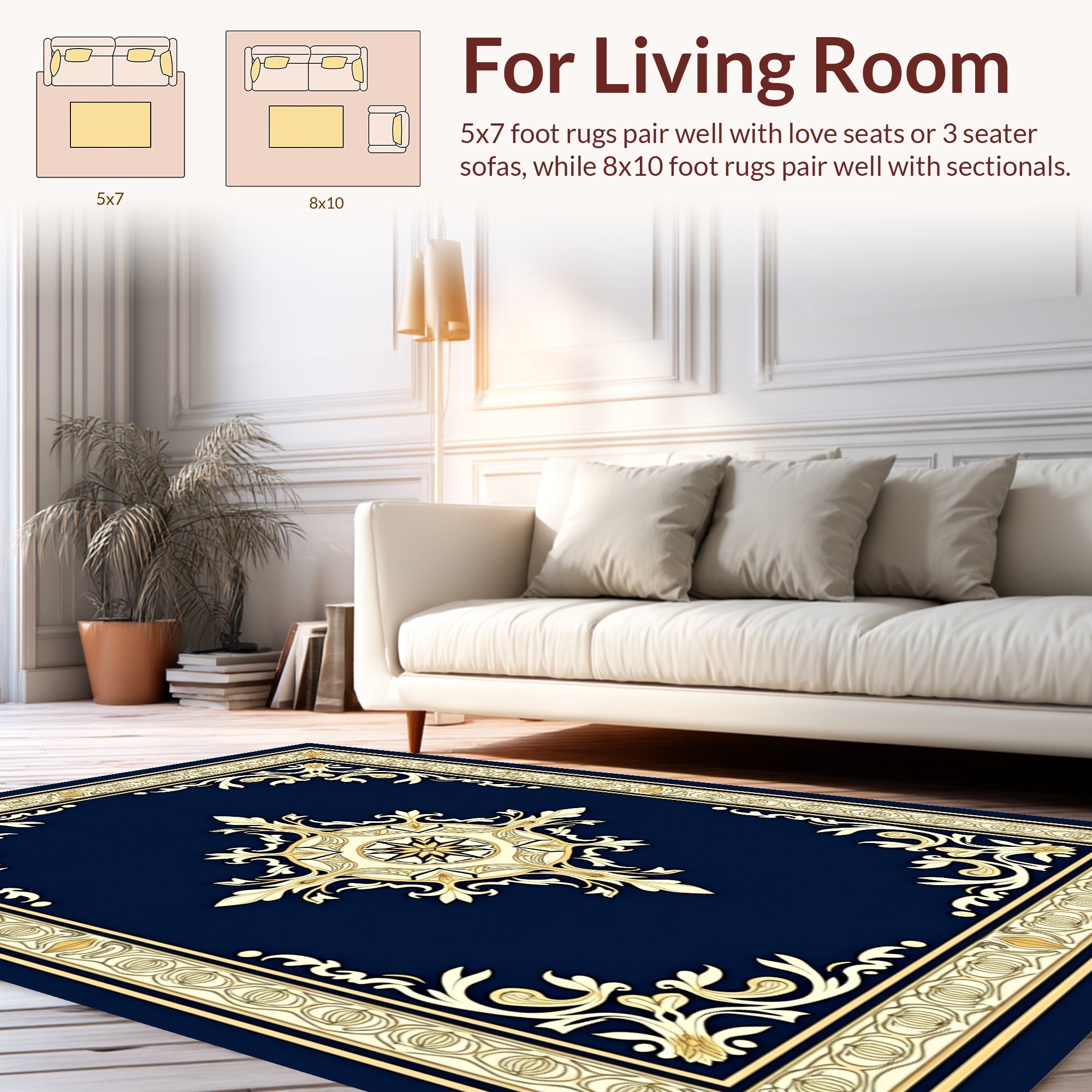 Ornate Floral Symmetrical Blue Rug