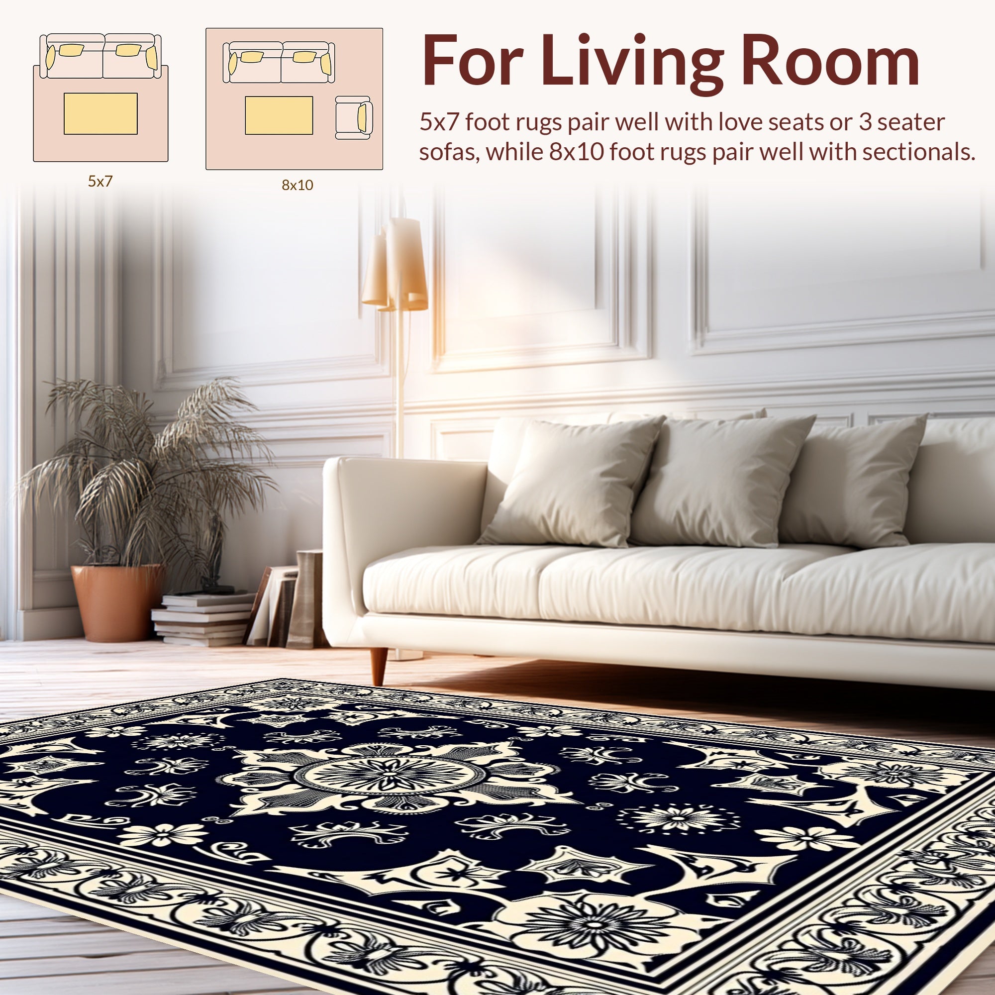 Classic Floral Symmetry Damask Rug