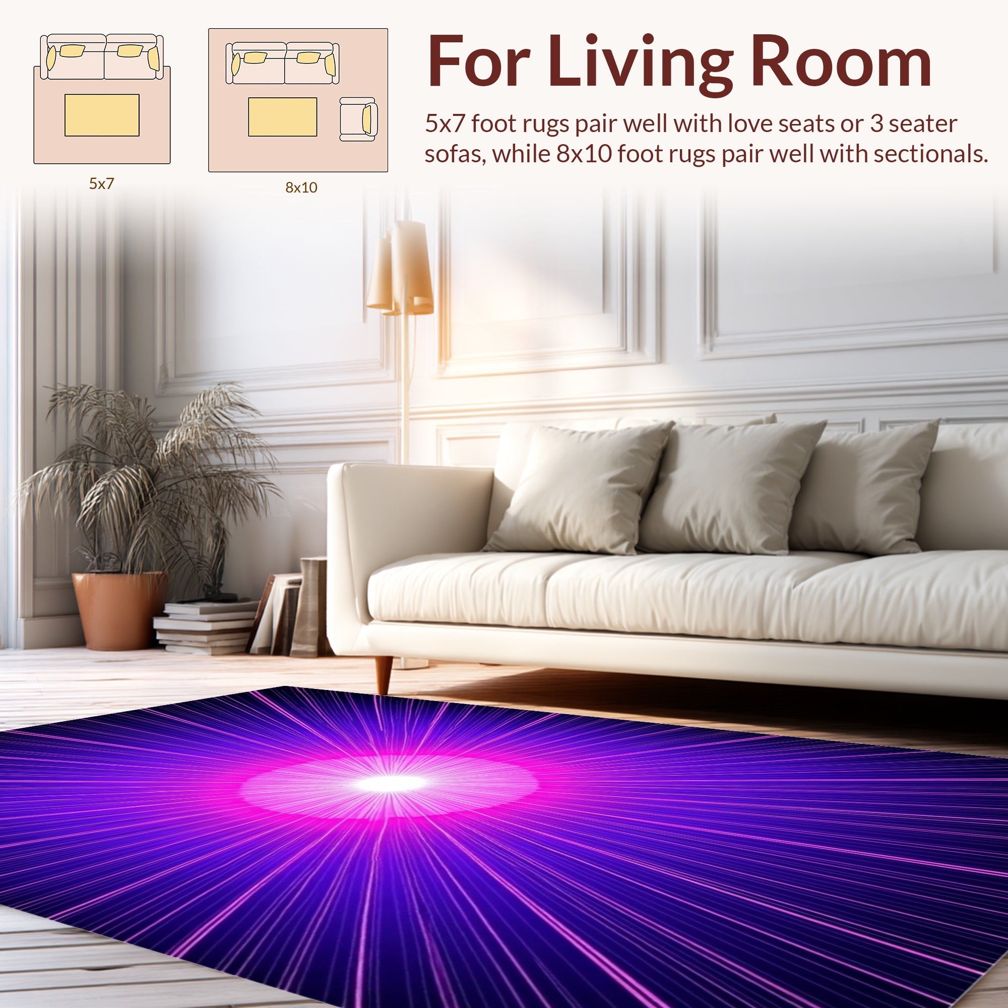 Radiant Burst Purple Pink Design Rug