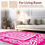 Swirls Geometric Pink White Design Rug