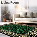 Emerald Green Floral Border Rug