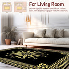 Black Gold Floral Sunburst Mandala Rug