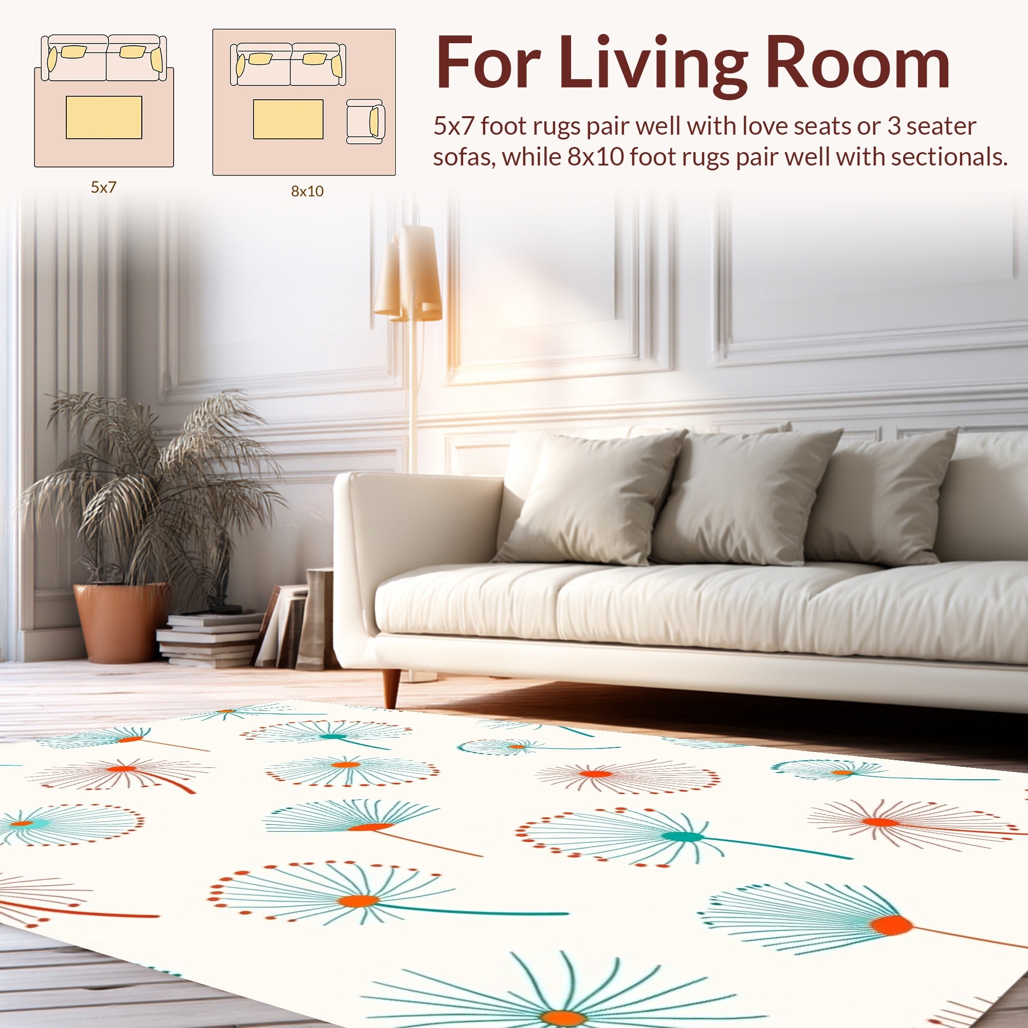 Dandelion Seed Head Pattern Design Rug