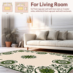 Ornate Green Floral Scrollwork Design Rug