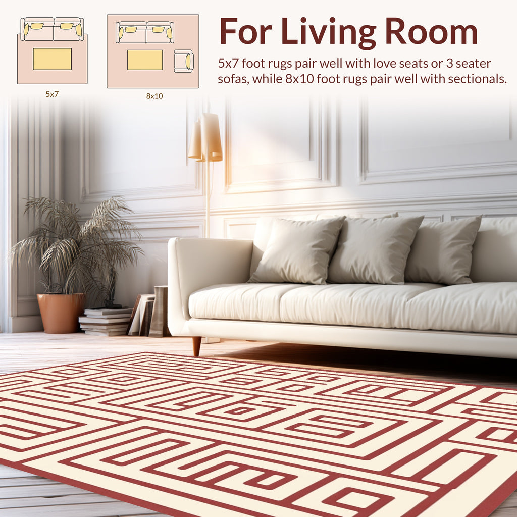 Abstract Geometric Maze Pattern Rug