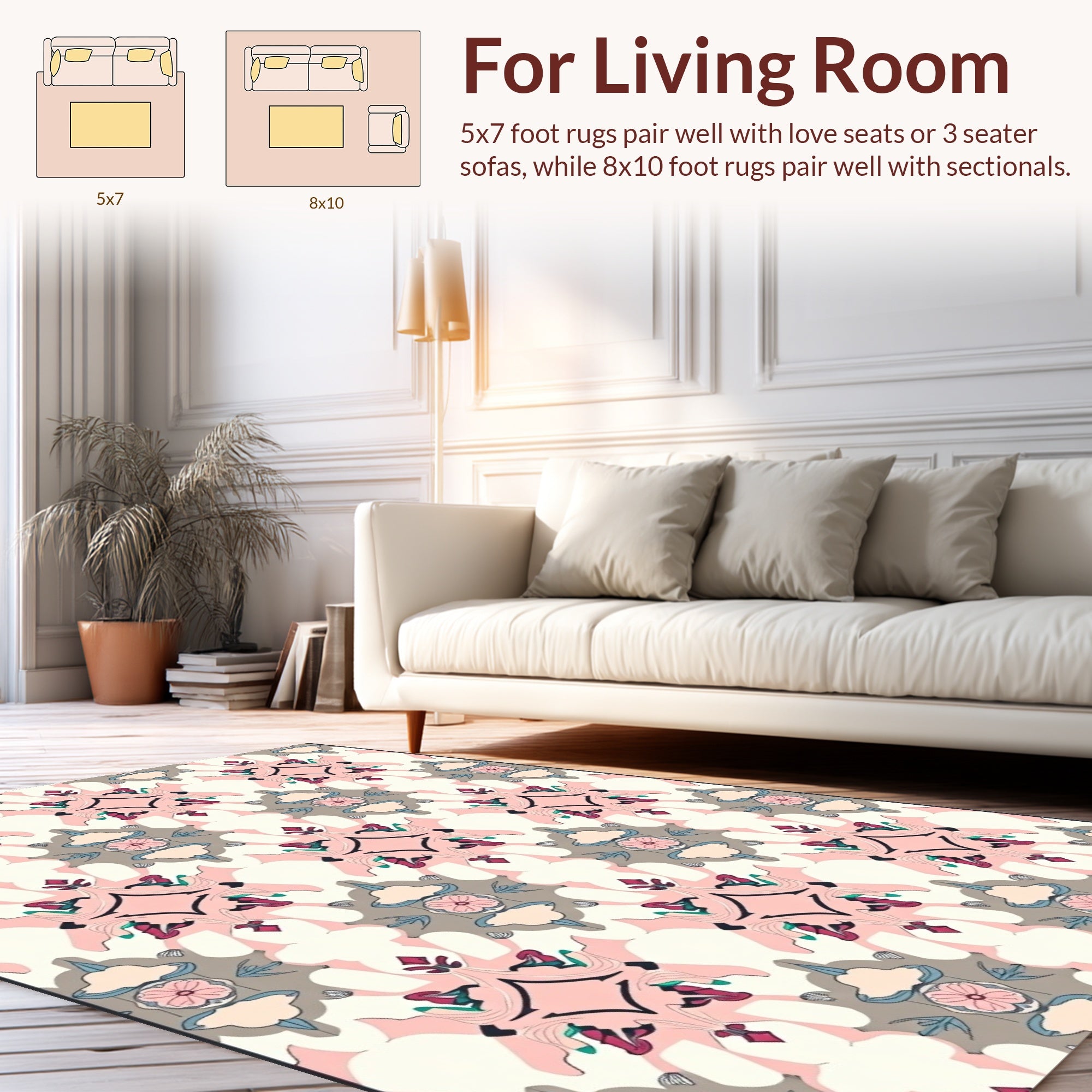Pastel Floral Medallion Pattern Rug