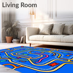Vibrant Blue Maze Cars Rug