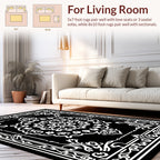 Classic Black White Floral medallion Rug