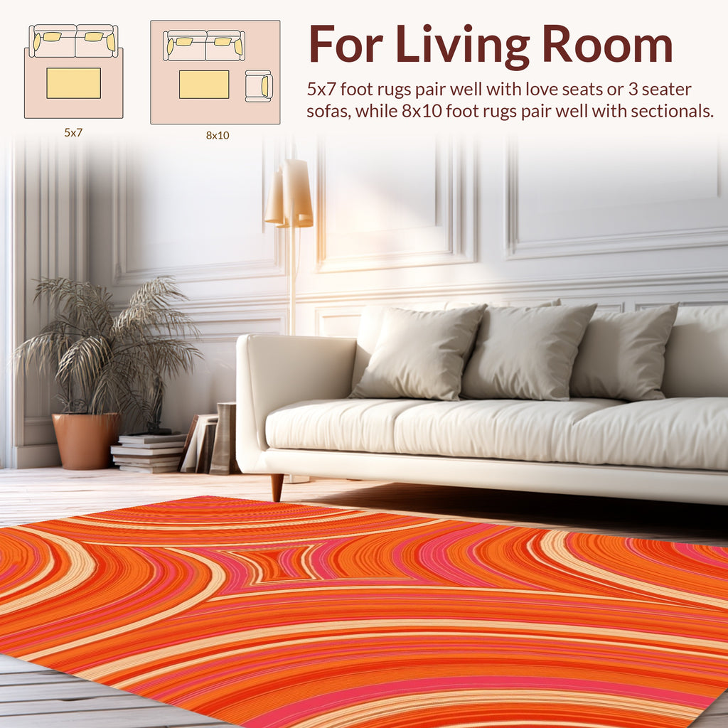 Orange Pink Swirl Pattern Rug