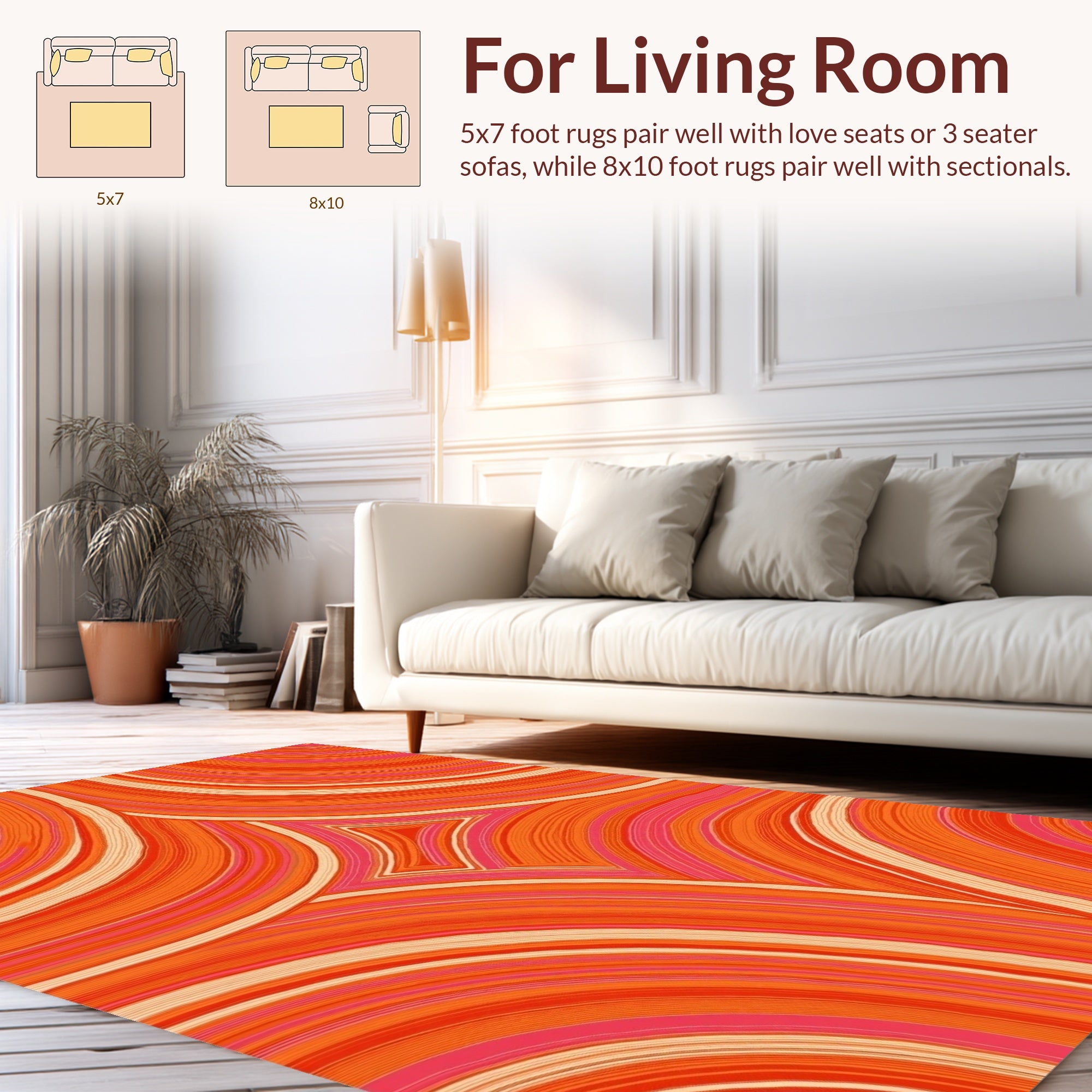 Orange Pink Swirl Pattern Rug
