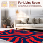 Red Blue Abstract Swirl Pattern Rug