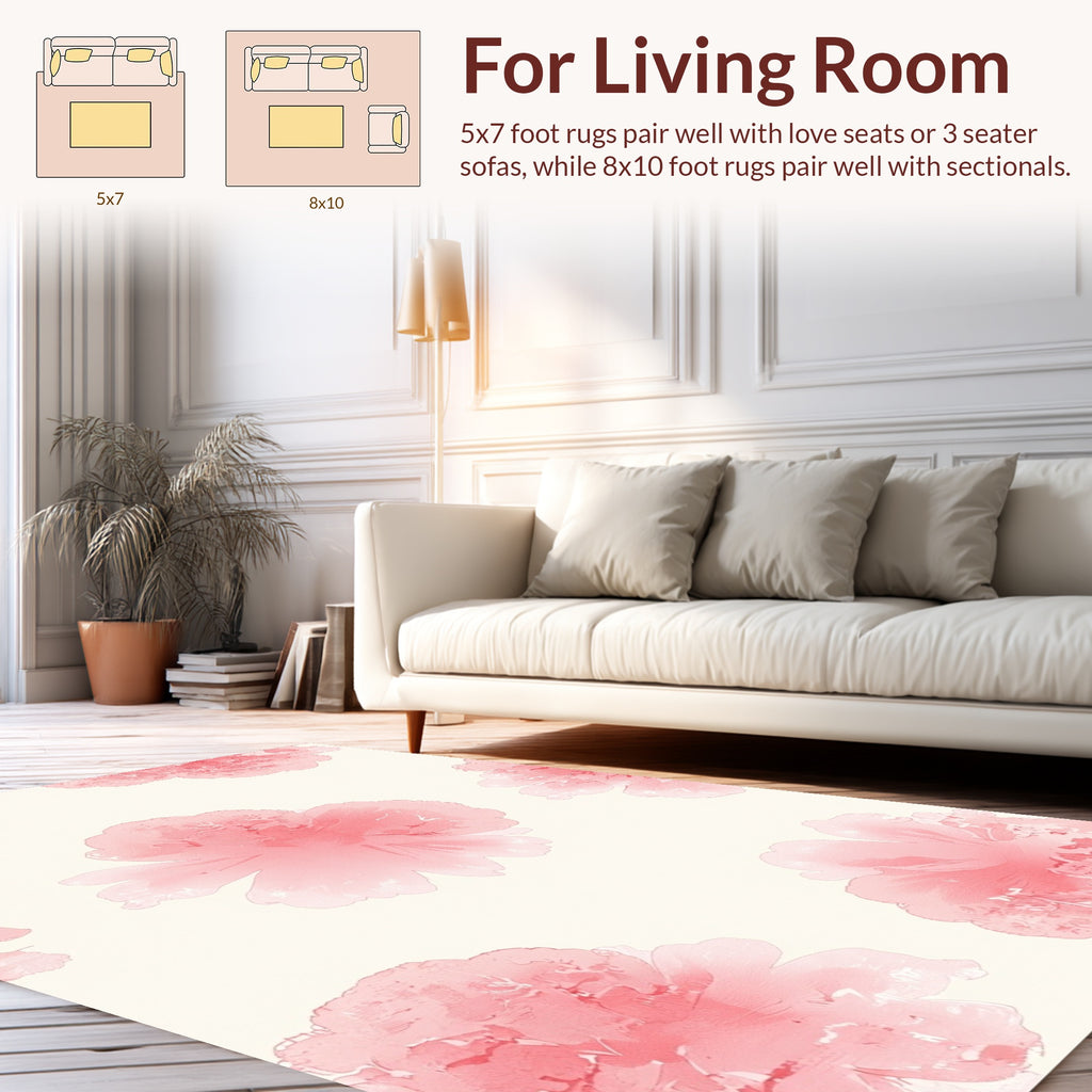 Pastel Pink Floral Imprint Rug