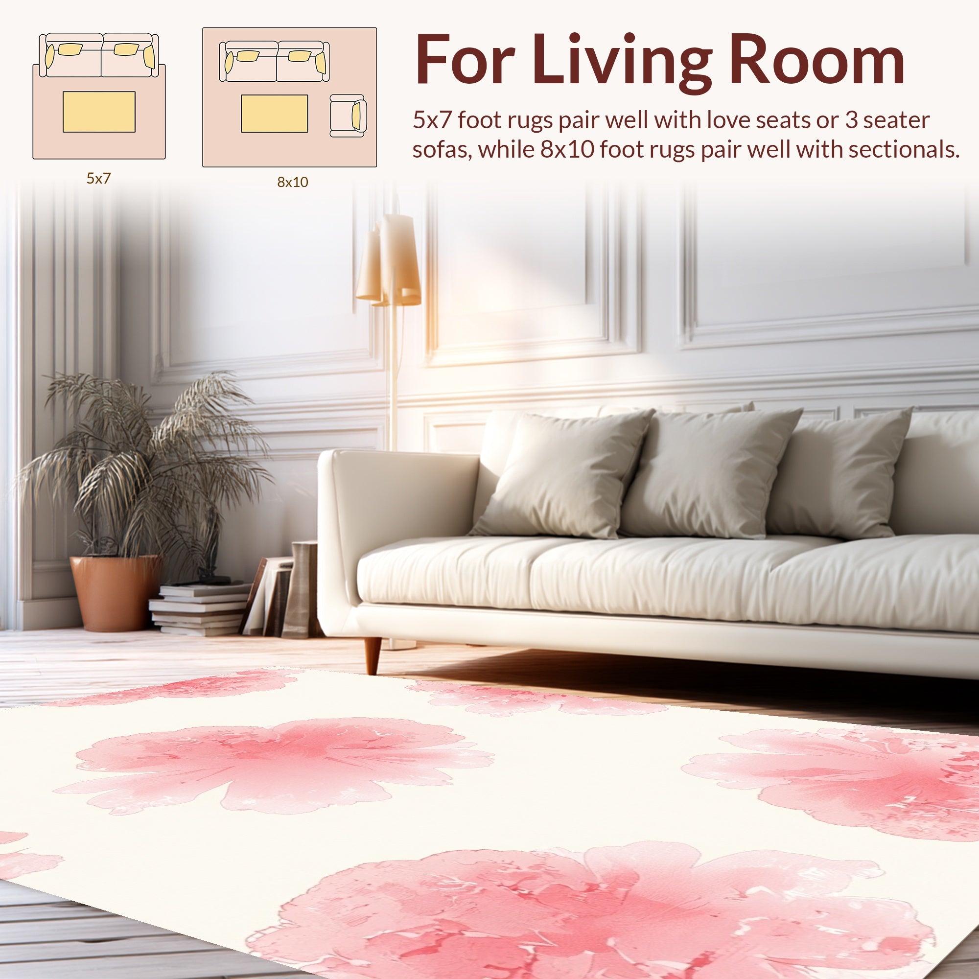 Pastel Pink Floral Imprint Rug