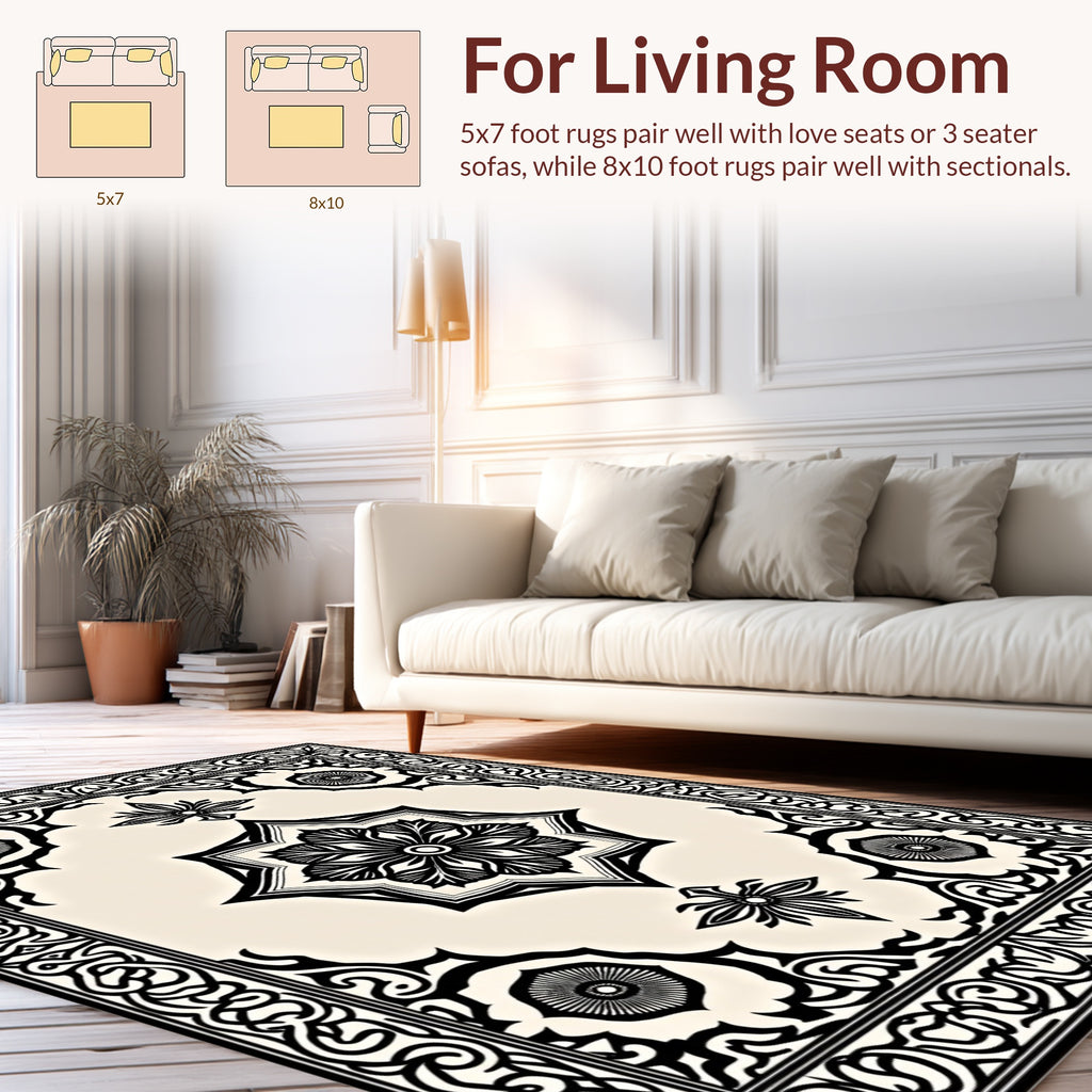 Intricate Vintage Geometric Flower Pattern Rug